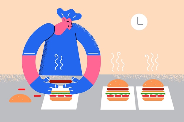 Vector making fast food work concept