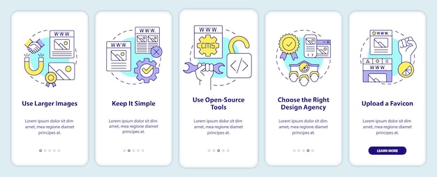 Creazione dello schermo dell'app mobile per l'onboarding di un sito web professionale