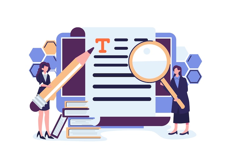 Vector making valuable content blog authors writing articles flat illustration