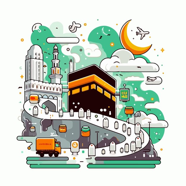 Vector makkah vector illustration islamic background eid mubarak