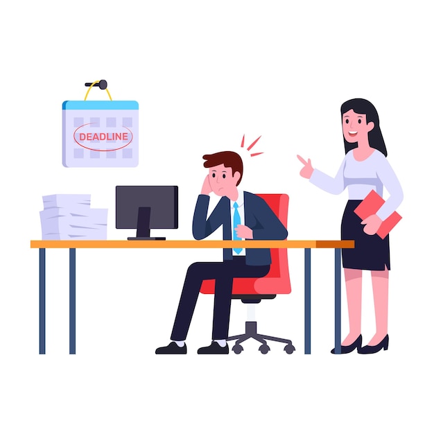 Makkelijk te gebruiken platte illustratie van werkdeadline