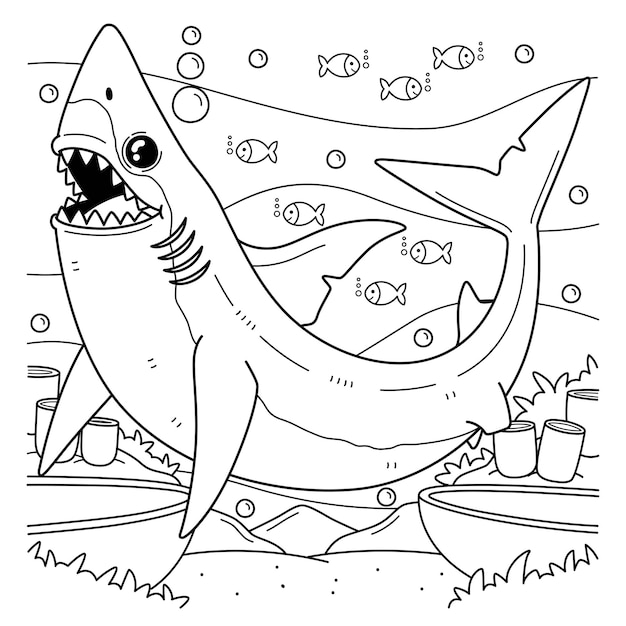 Vector mako shark coloring page for kids