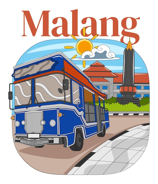 Malang City Vector Illustration