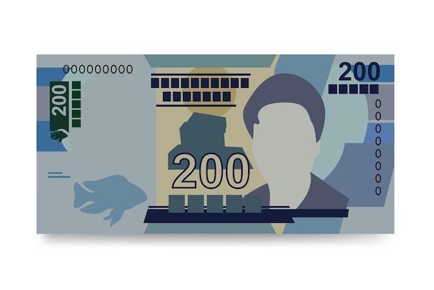 Malawi Kwacha Vector Illustration 말라위 돈 세트 번들 지폐 지폐 200 MWK