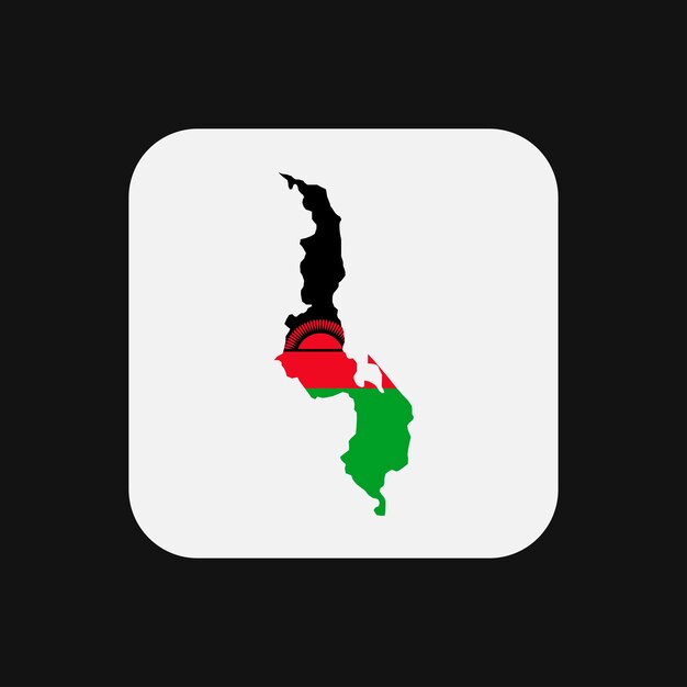 Malawi map silhouette with flag on white background