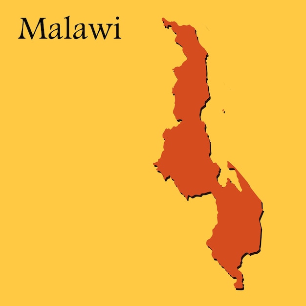 Malawi map vector with regions and cities lines and full every region