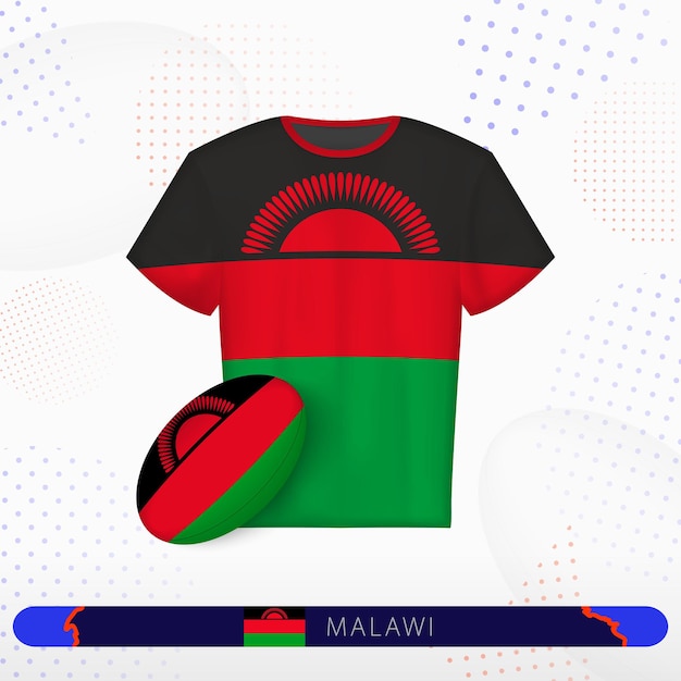 Malawi rugby jersey with rugby ball of Malawi on abstract sport background Jersey design