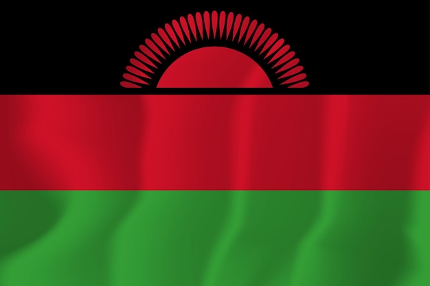 Malawi Waved Flag Illustration Vector Background