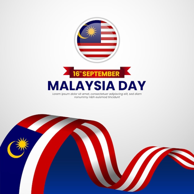 マレーシアの国旗を振るリボンの日 背景 イラストデザイン