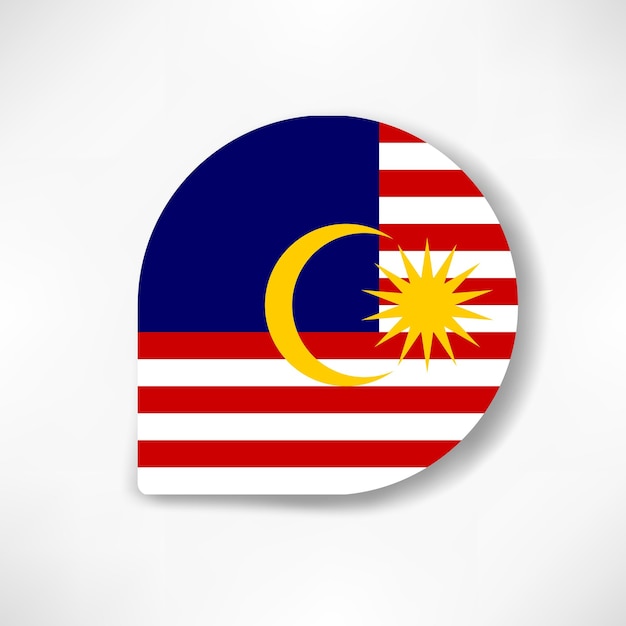 흰색 바탕에 그림자와 함께 말레이시아 드롭 플래그 아이콘