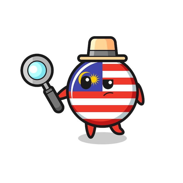 Malaysia flag badge detective character is analyzing a case