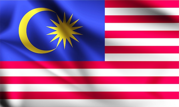 Vector malaysia flag blowing in the wind. part of a series. malaysia waving flag.