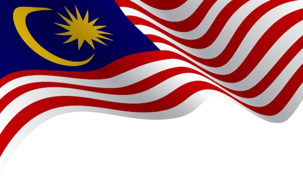 Malaysia flag wave flying on white background vector illustration.