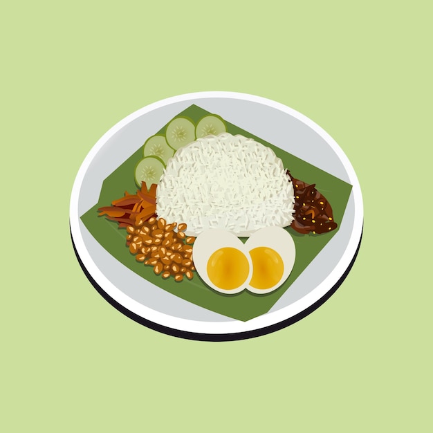 Vettore malesia cibo nasi lemak