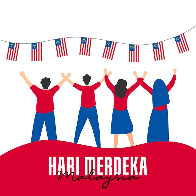 Modello di banner per il giorno dell'indipendenza della malesia