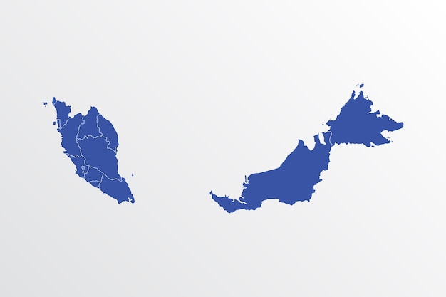 Malaysia map vector illustration blue color on white background