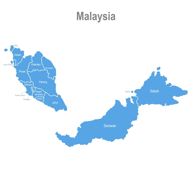 ベクトル マレーシアの州の地図