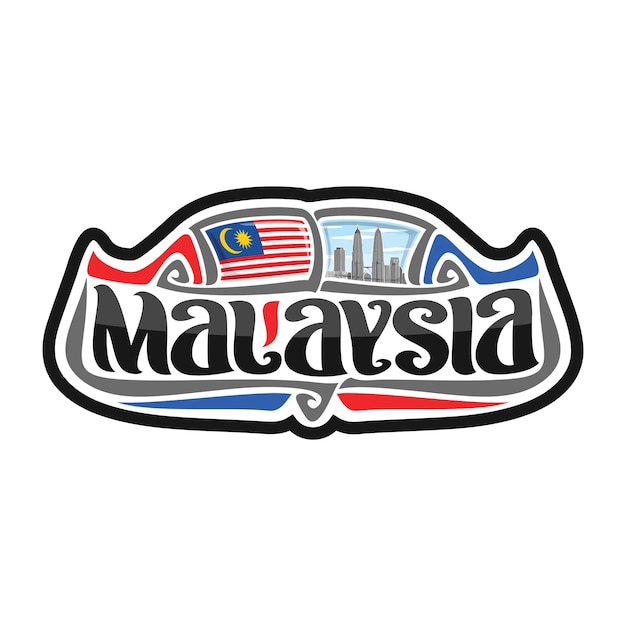 Illustrazione del ricordo di viaggio del distintivo del logo della bandiera dell'autoadesivo della malesia