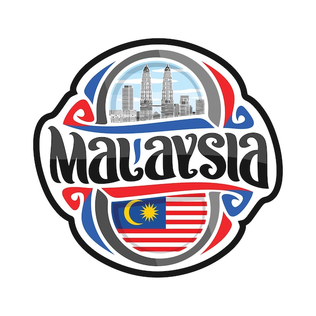 Illustrazione del ricordo di viaggio del distintivo del logo della bandiera dell'autoadesivo della malesia