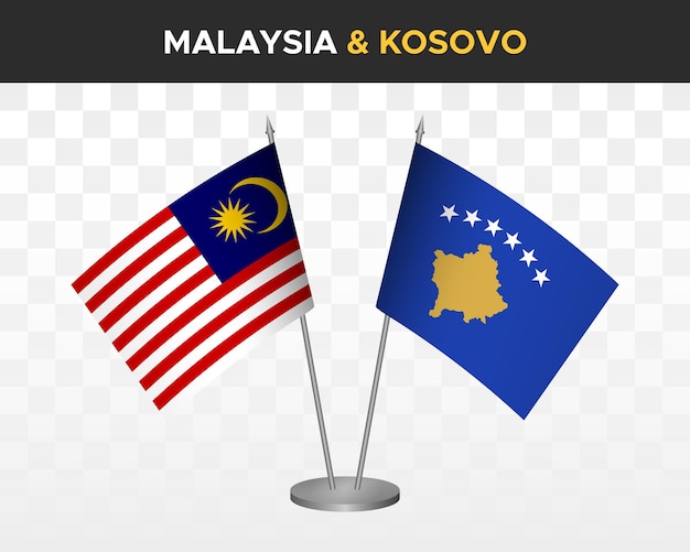 Макет настольных флагов Малайзии и XXXXX изолирован на белом трехмерном векторном иллюстративном табличном флаге