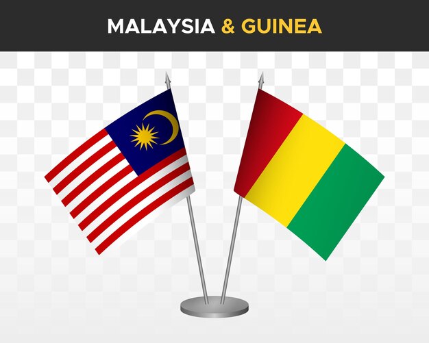 Malaysia vs XXXXX desk flags mockup isolated on white 3d vector illustration table flags
