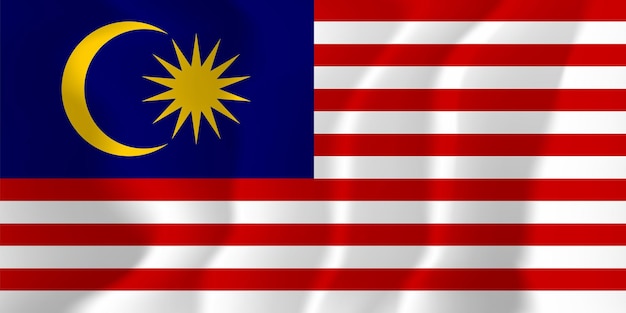 Malaysia Waved Flag Illustration Vector Background