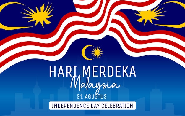 Malaysia waving flag independence day design template Premium Vector