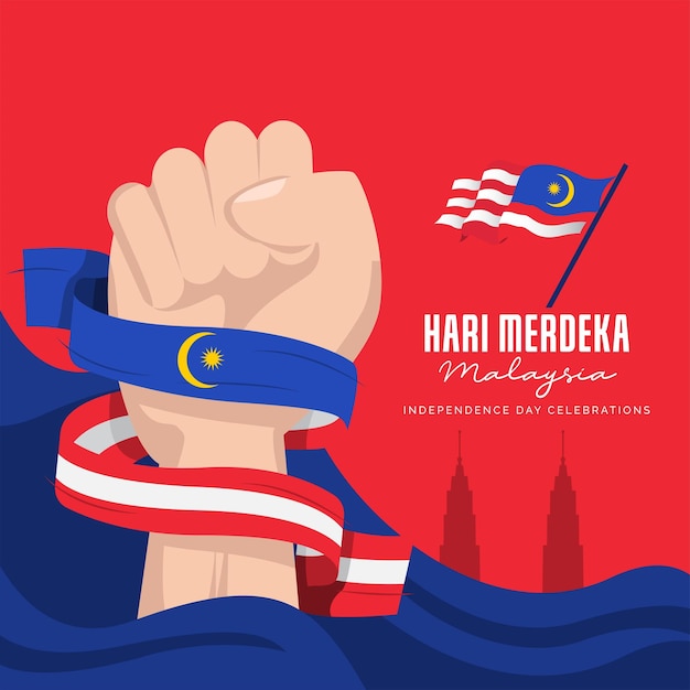 Malaysia waving flag independence day design template