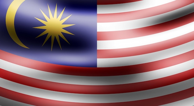 Vettore illustrazione vettoriale della bandiera ondulata della malesia