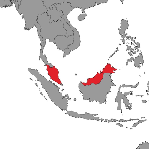 Vector malaysia on world map vector illustration