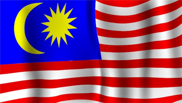 Vector malaysian flag in fabric 31 august malaysia independence day