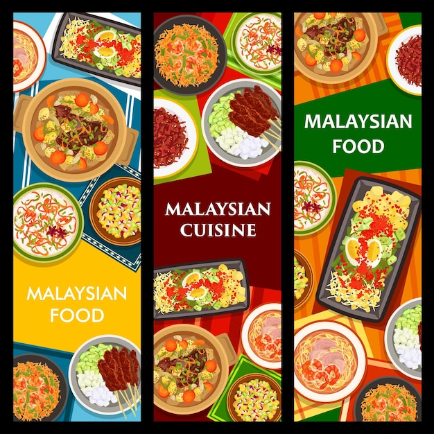 Баннеры меню блюд малайзийской кухни