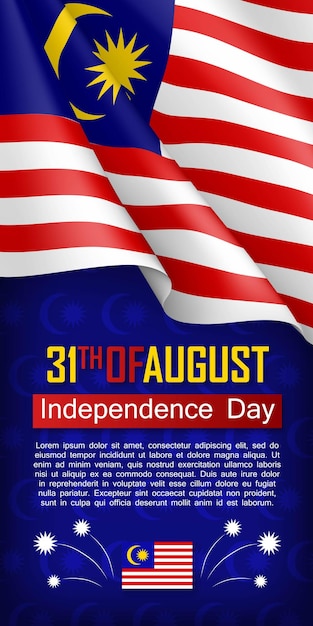 Vector malaysian independence day vertical flyer