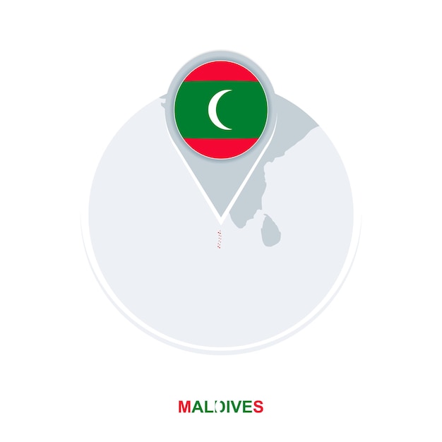 Maldiven kaart en vlag vector kaartpictogram met gemarkeerde maldiven