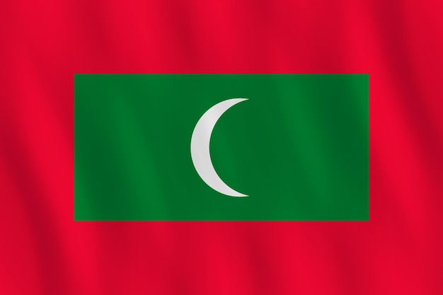 Maldiven vlag met zwaaiend effect, officiële proportie.