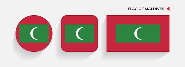 Maldiven Vlaggen gerangschikt in ronde vierkante en rechthoekige vormen