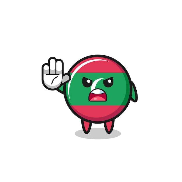 Maldives flag character doing stop gesture cute design