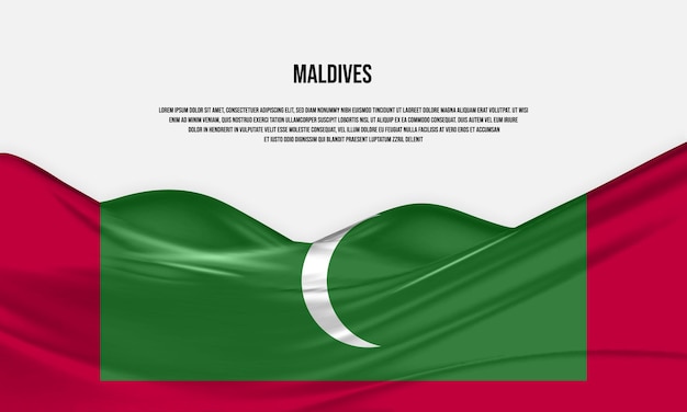 Maldives flag design. Waving Maldives flag made of satin or silk fabric. Vector Illustration.