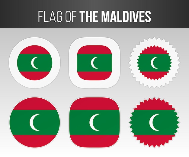 Maldives flag labels badges and stickers Illustration flags of Maldives isolated