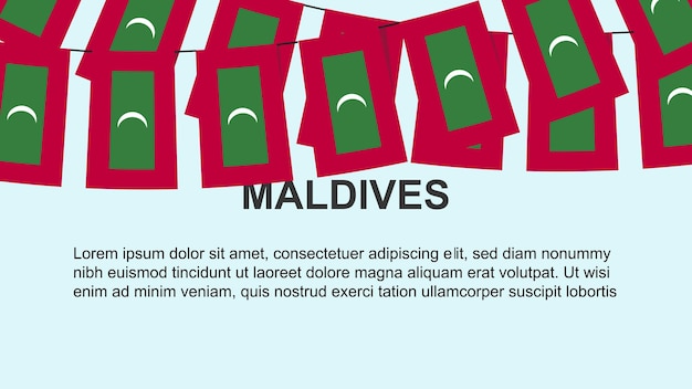 Maldives flags hanging on a rope celebration and greeting concept independence day