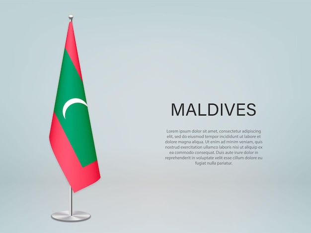 Bandiera appesa delle maldive sul supporto modello per banner per conferenze