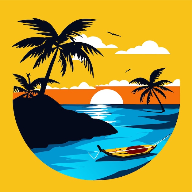 Maldives island with beach vector illustration