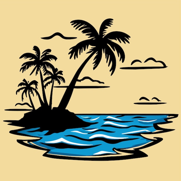 Maldives island with beach vector illustration