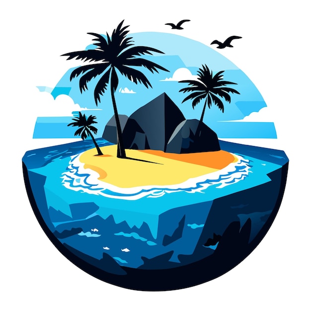 Maldives island with beach vector illustration