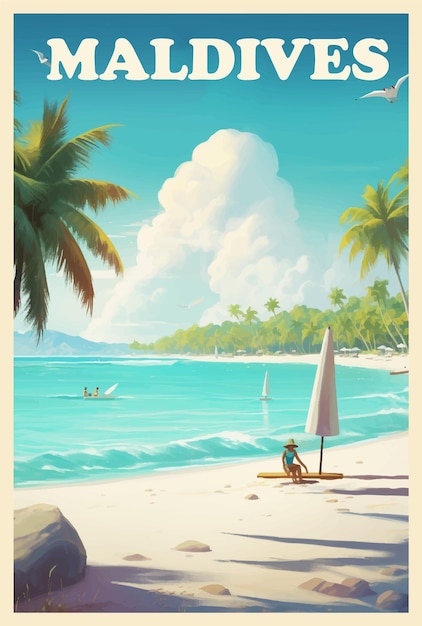 Vector maldives retro poster