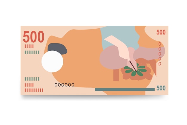 Векторная иллюстрация мальдивской руфии Мальдивские деньги набор пачки банкнот Бумажные деньги 500 MVR