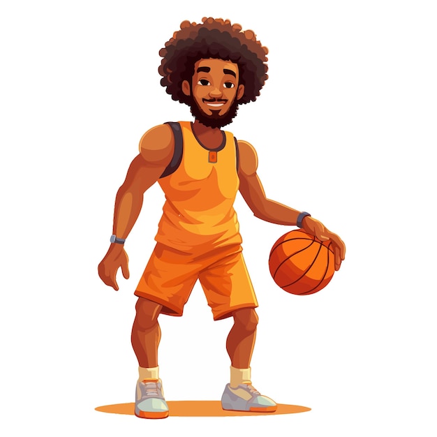 Male Afro African basketball player cartoon