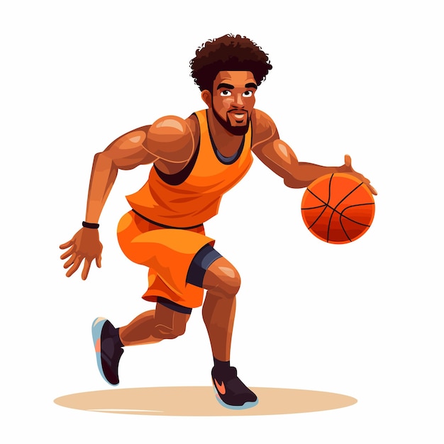 Male Afro African basketball player cartoon