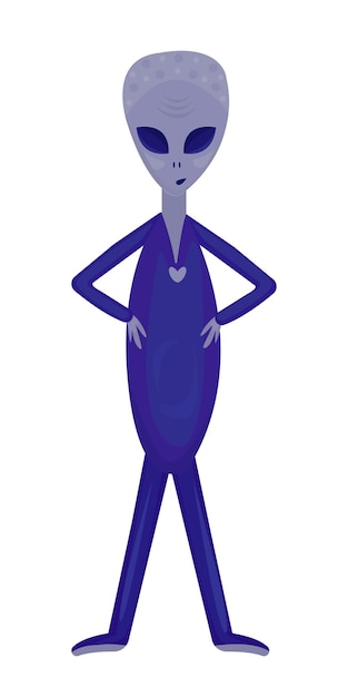 Male alien, illustration in blue and grey colors