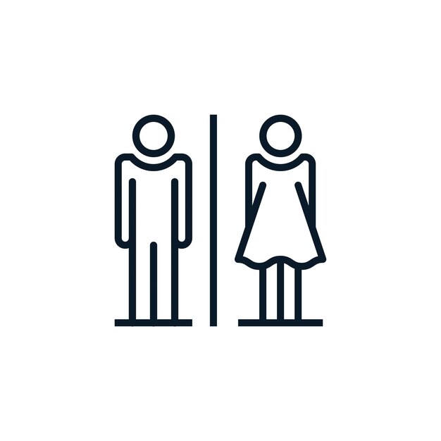 ベクトル 男性と女性のトイレの概要アイコン ベクトルイラスト 編集可能なストローク 孤立したアイコンが適しています